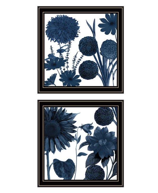 "Sunflower Blues" 2-Piece Vignette by Sophie 6, Ready to Hang Framed Print, Black Frame