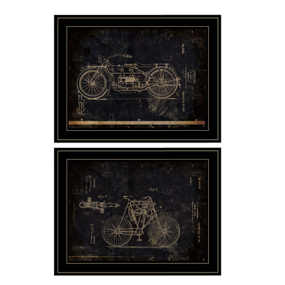 "Motor Bike Patent I & II"" 2-Piece Vignette by Cloverfield & Co, Black Frame