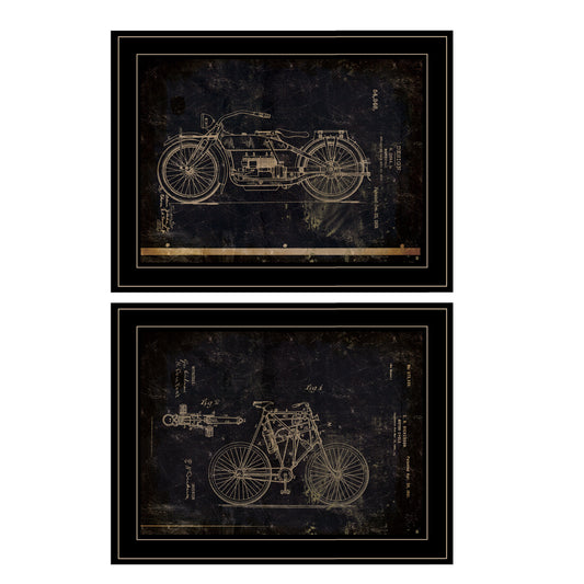 "Motor Bike Patent I & II"" 2-Piece Vignette by Cloverfield & Co, Black Frame