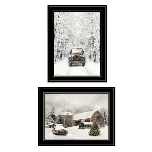 "Antique Christmas" 2-Piece Vignette by Lori Deiter, Black Frame