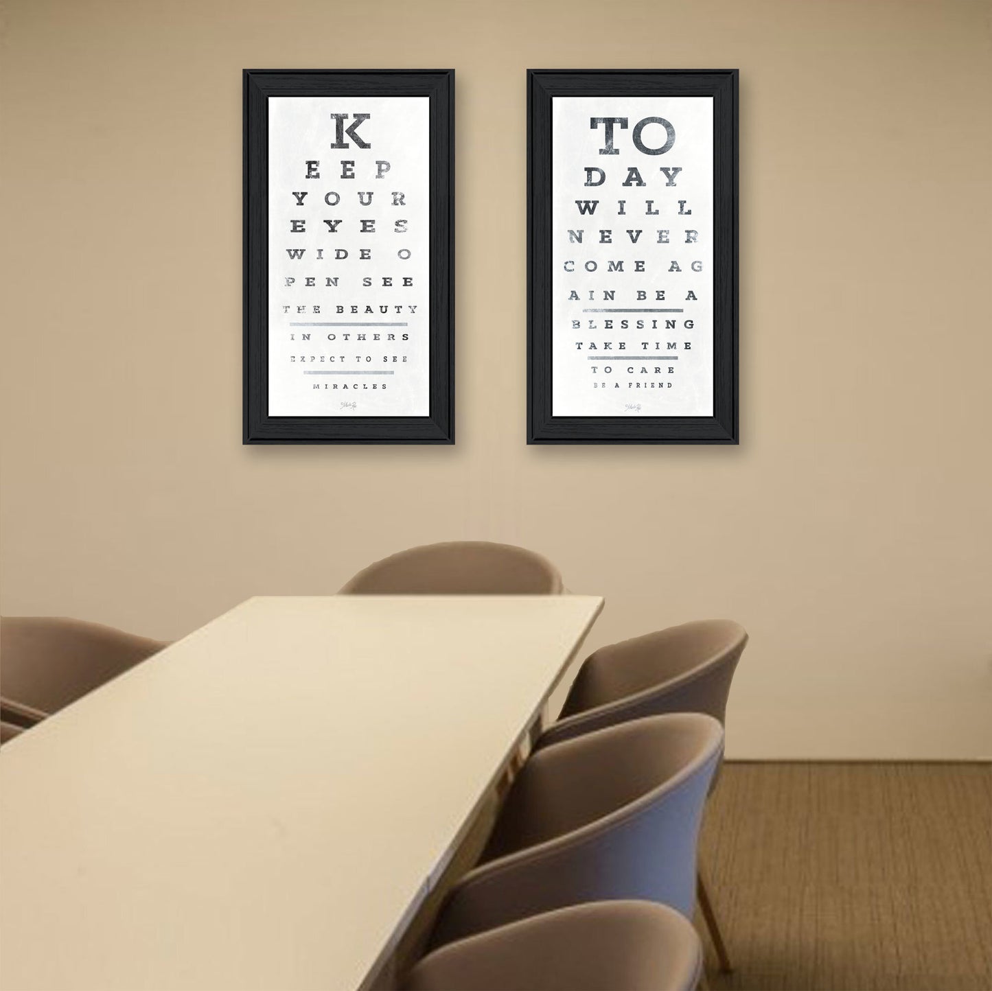 "Eye Charts" 2-Piece Vignette by Marla Rae, Black Frame