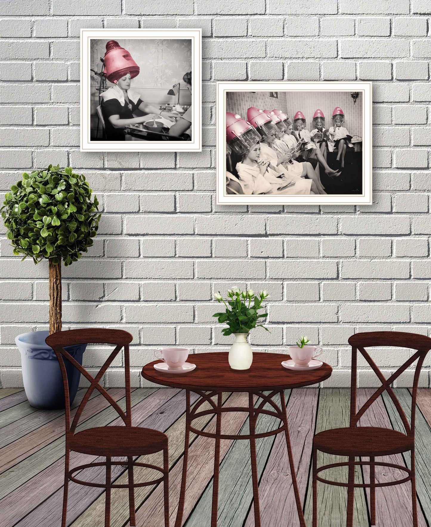 "The Salon Collection" 2-Piece Vignette By Sophie 6, Ready to Hang Framed Print, White Frame