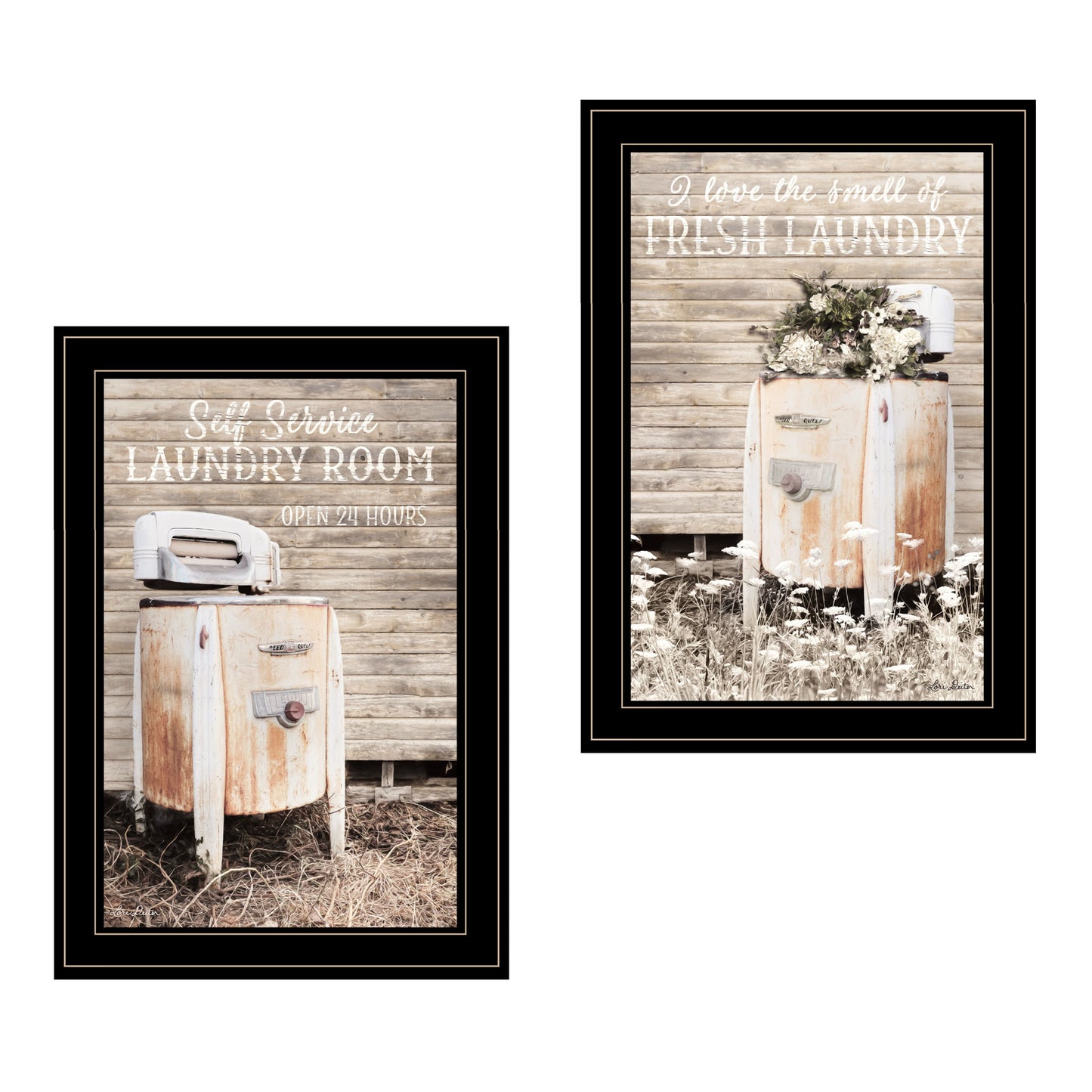 Trendy Decor 4U "Laundry Room" Framed Wall Art, Modern Home Decor 2 Piece Vignette for Living Room, Bedroom & Farmhouse Wall Decoration by Billy Jacobs