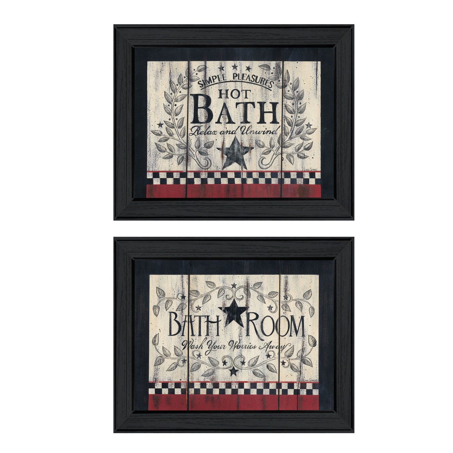 "Hot Bath" 2-Piece Vignette by Linda Spivey, Black Frame