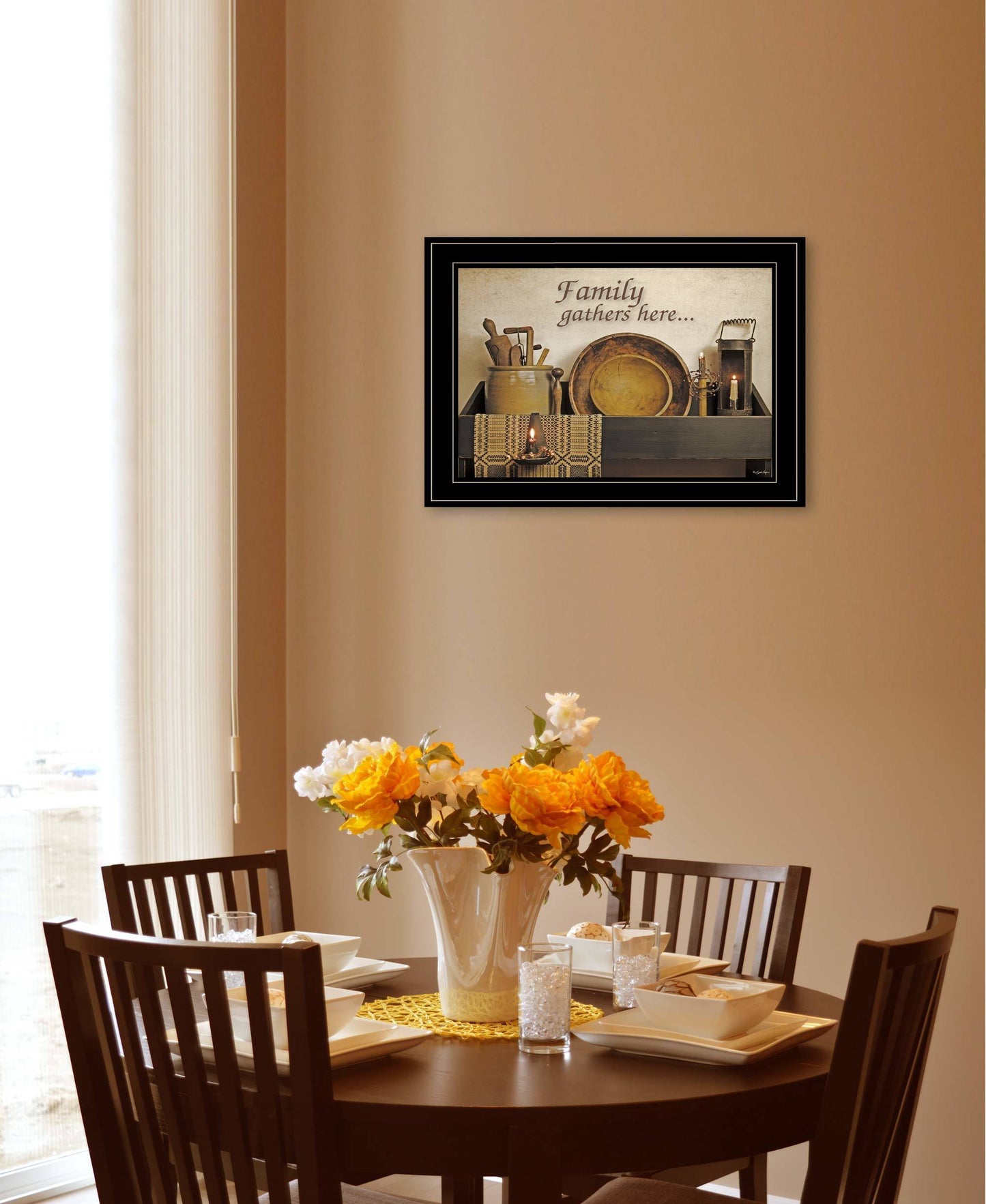 "Family Gather Here" By Susie Boyer, Ready to Hang Framed Print, Black Frame