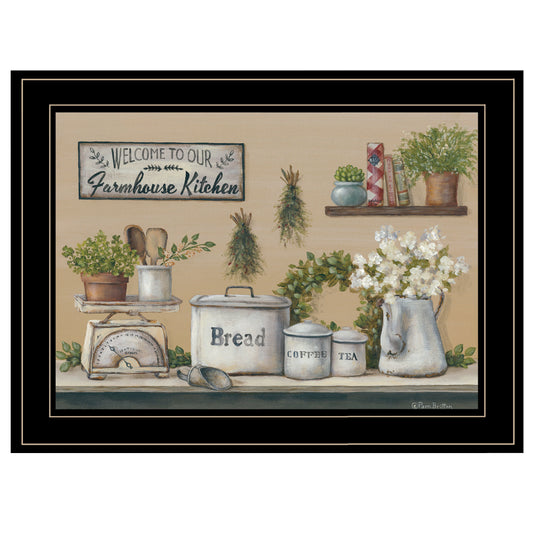 "Garden Farmhouse Kitchen" By Pam Britton, Ready to Hang Framed Print, Black Frame