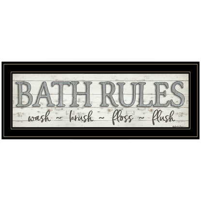 "Bath Rules" By Susie Boyer, Ready to Hang Framed Print, Black Frame