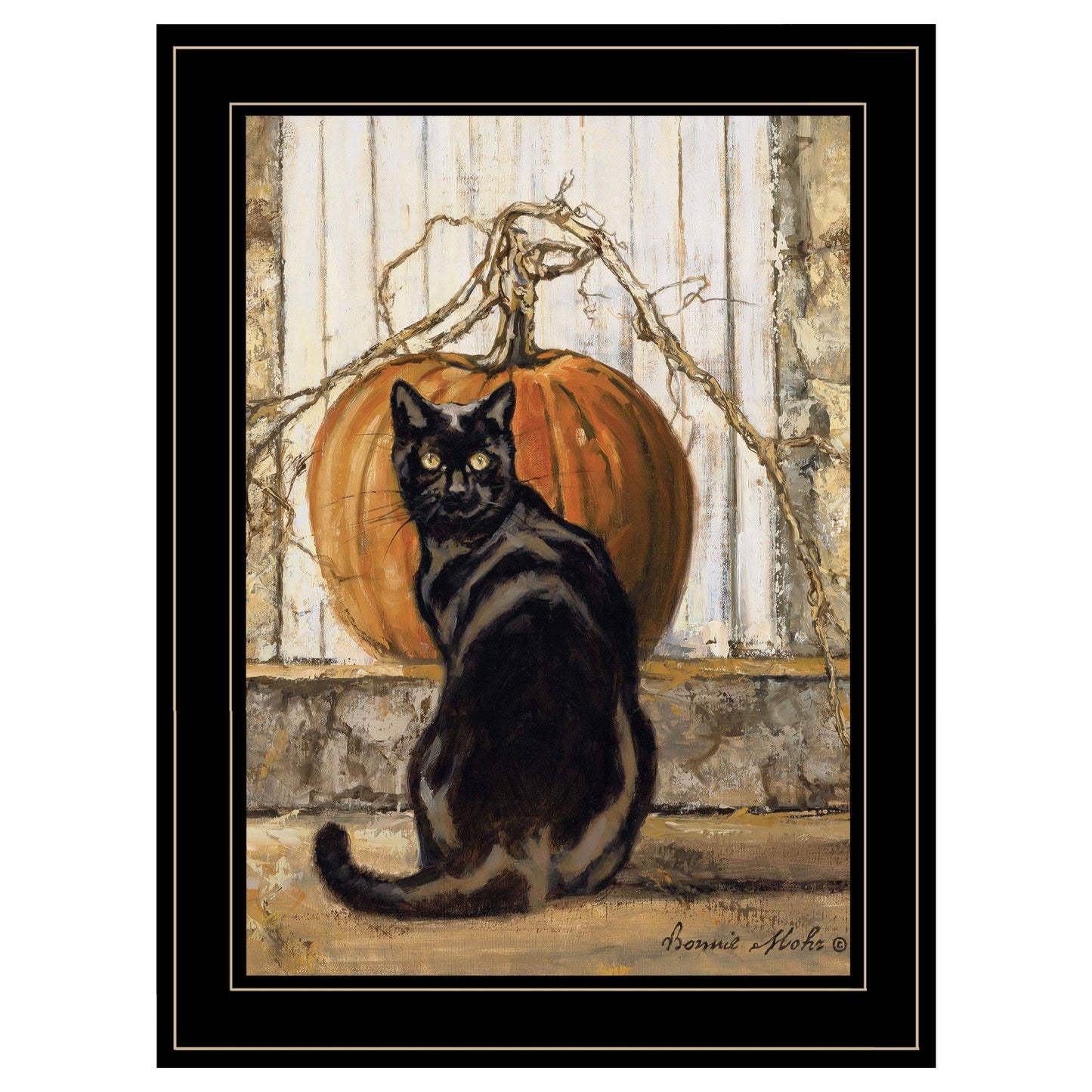 "Black Cat" By Bonnie Mohr, Ready to Hang Framed Print, Black Frame