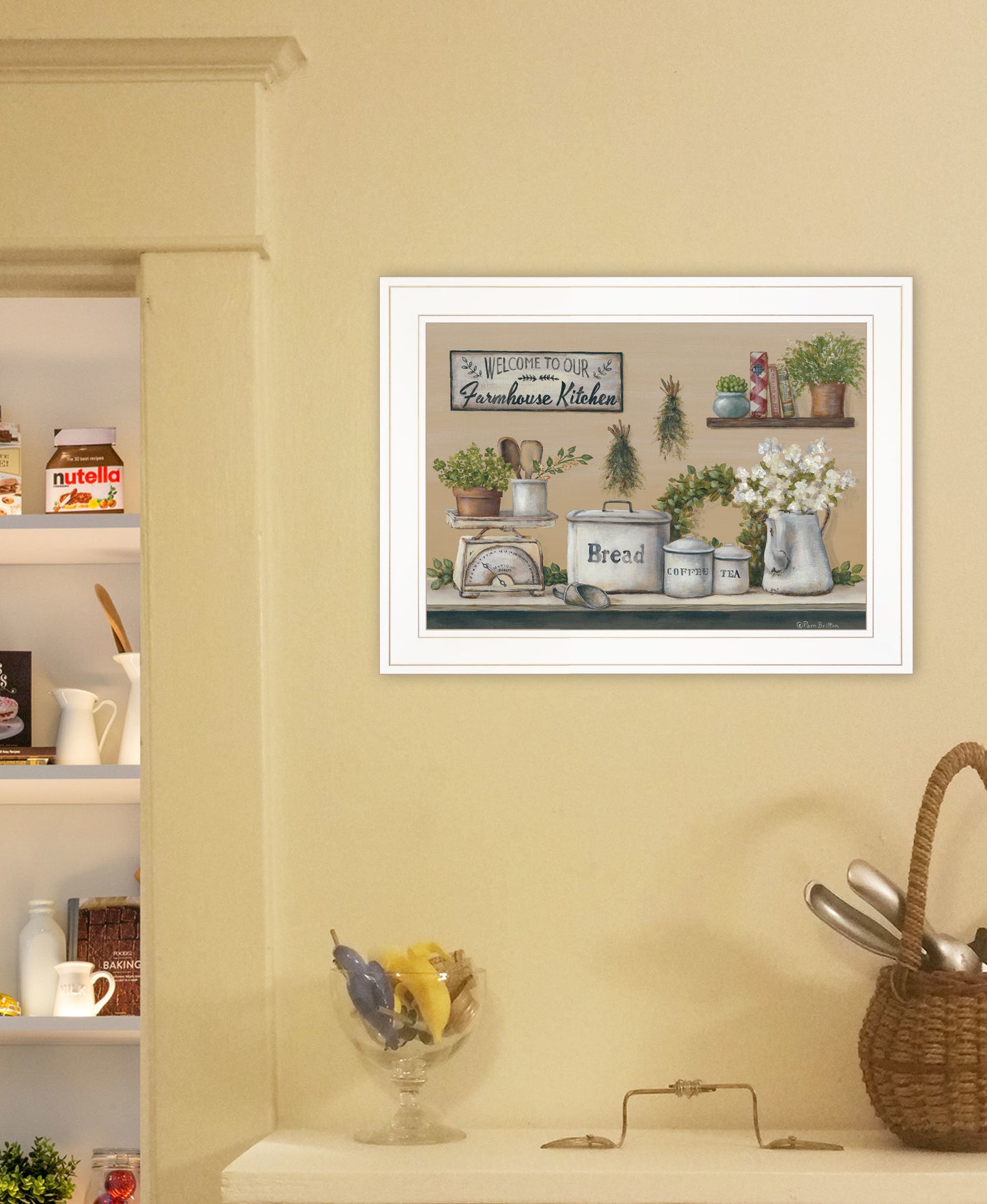 "Garden Farmhouse Kitchen" By Pam Britton, Ready to Hang Framed Print, White Frame