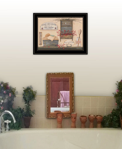 "Free Showers" By Pam Britton, Ready to Hang Framed Print, Black Frame