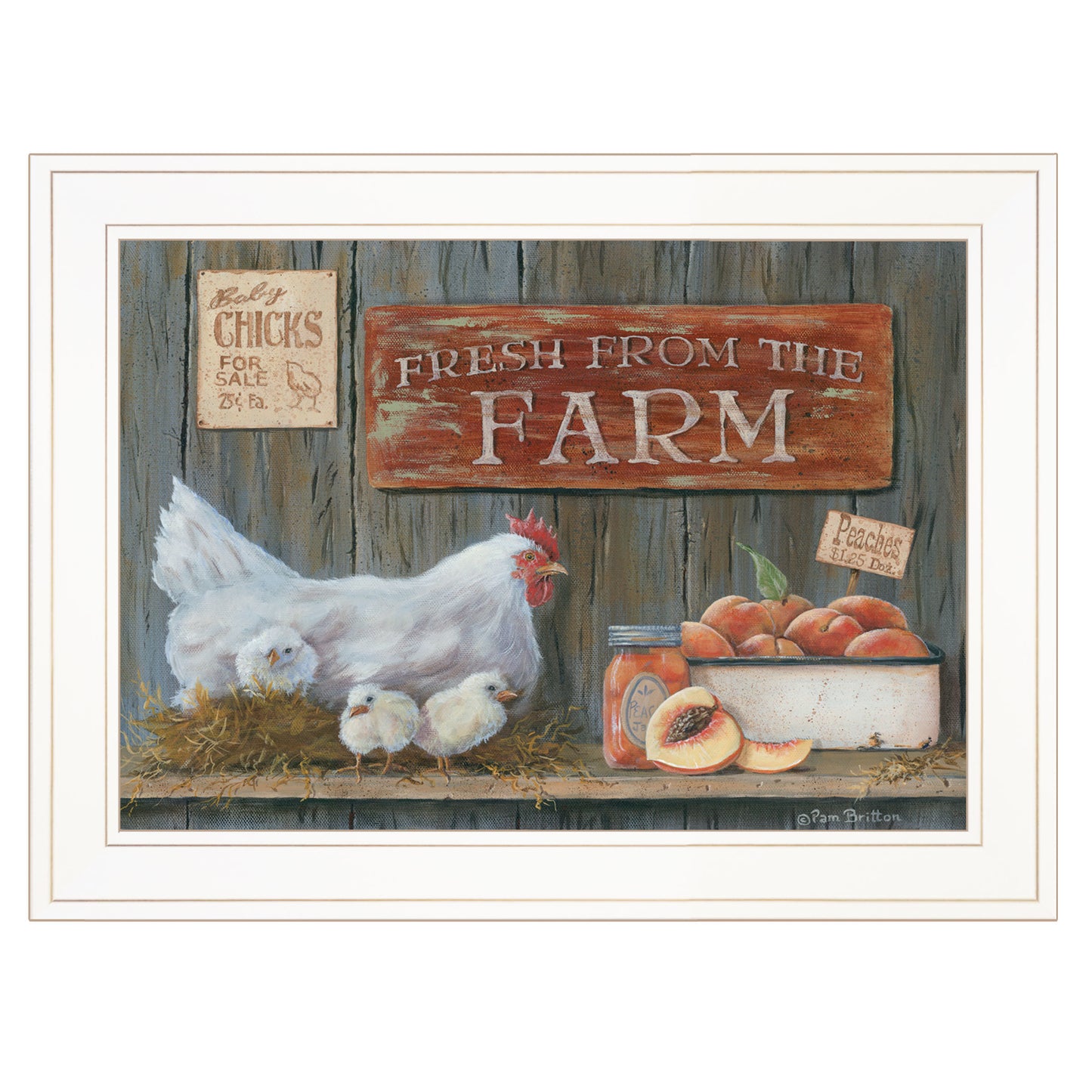 "Fresh from the Farm" By Pam Britton, Ready to Hang Framed Print, White Frame