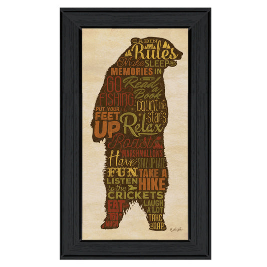 "Cabin Rules" By Lauren Rader, Ready to Hang Framed Print, Black Frame