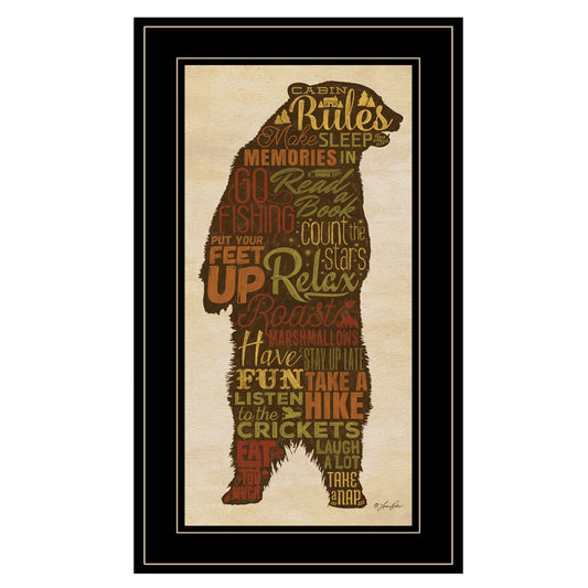 "Cabin Rules" By Lauren Rader, Ready to Hang Framed Print, Black Frame