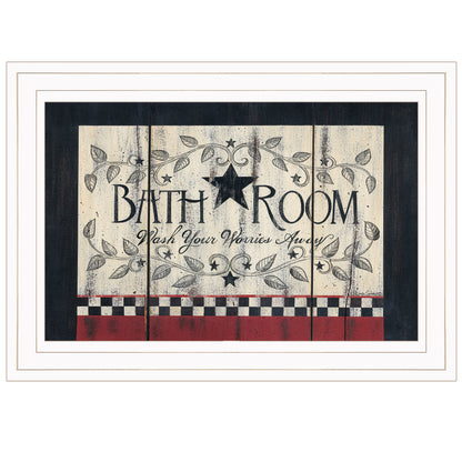 "Bathroom" By Linda Spivey, Ready to Hang Framed Print, White Frame