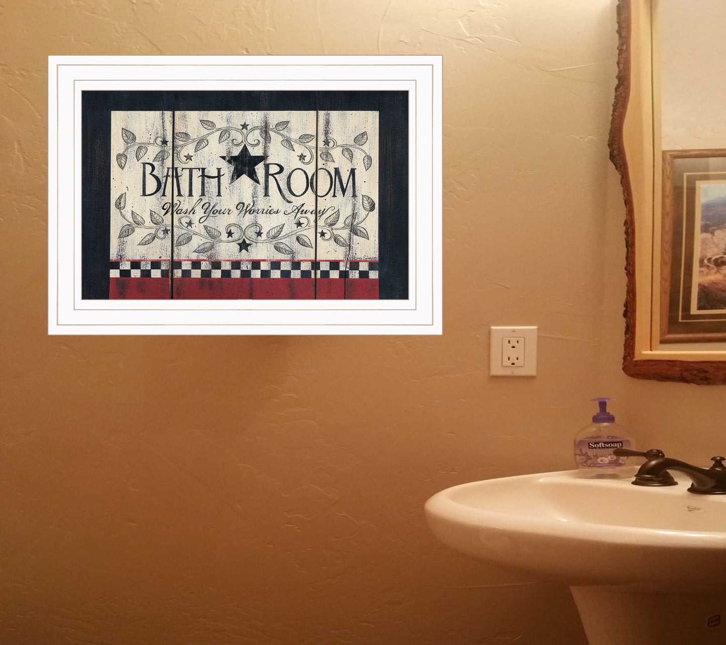 "Bathroom" By Linda Spivey, Ready to Hang Framed Print, White Frame