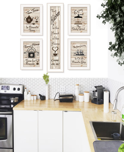 "Kitchen Friendship Collection" 5-Piece Vignette By Trendy Decor 4U, White Frame