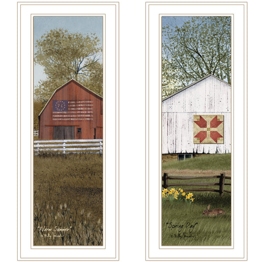 "Country Barns Collection" 2-Piece Vignette By Billy Jacobs, White Frame