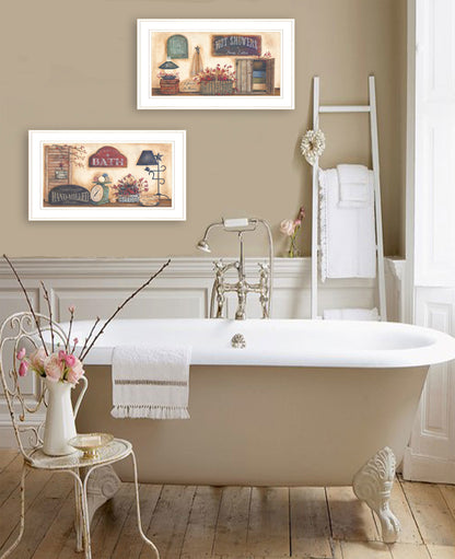 "Bath Collection" 2-Piece Vignette By Pam Britton, White Frame