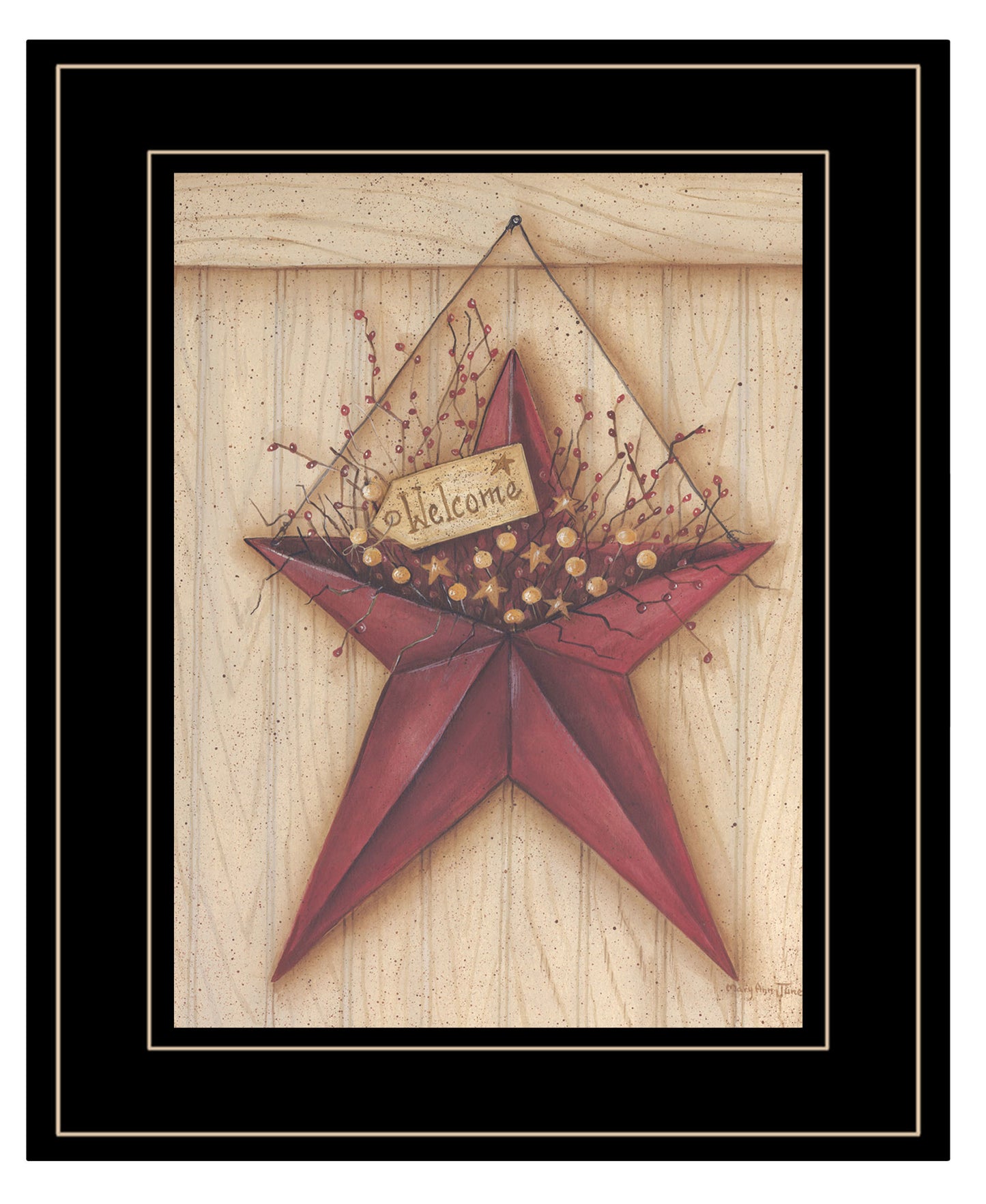 "Welcome Barn Star" by Mary Ann June, Ready to Hang Framed Print, Black Frame