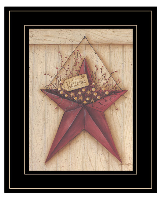 "Welcome Barn Star" by Mary Ann June, Ready to Hang Framed Print, Black Frame