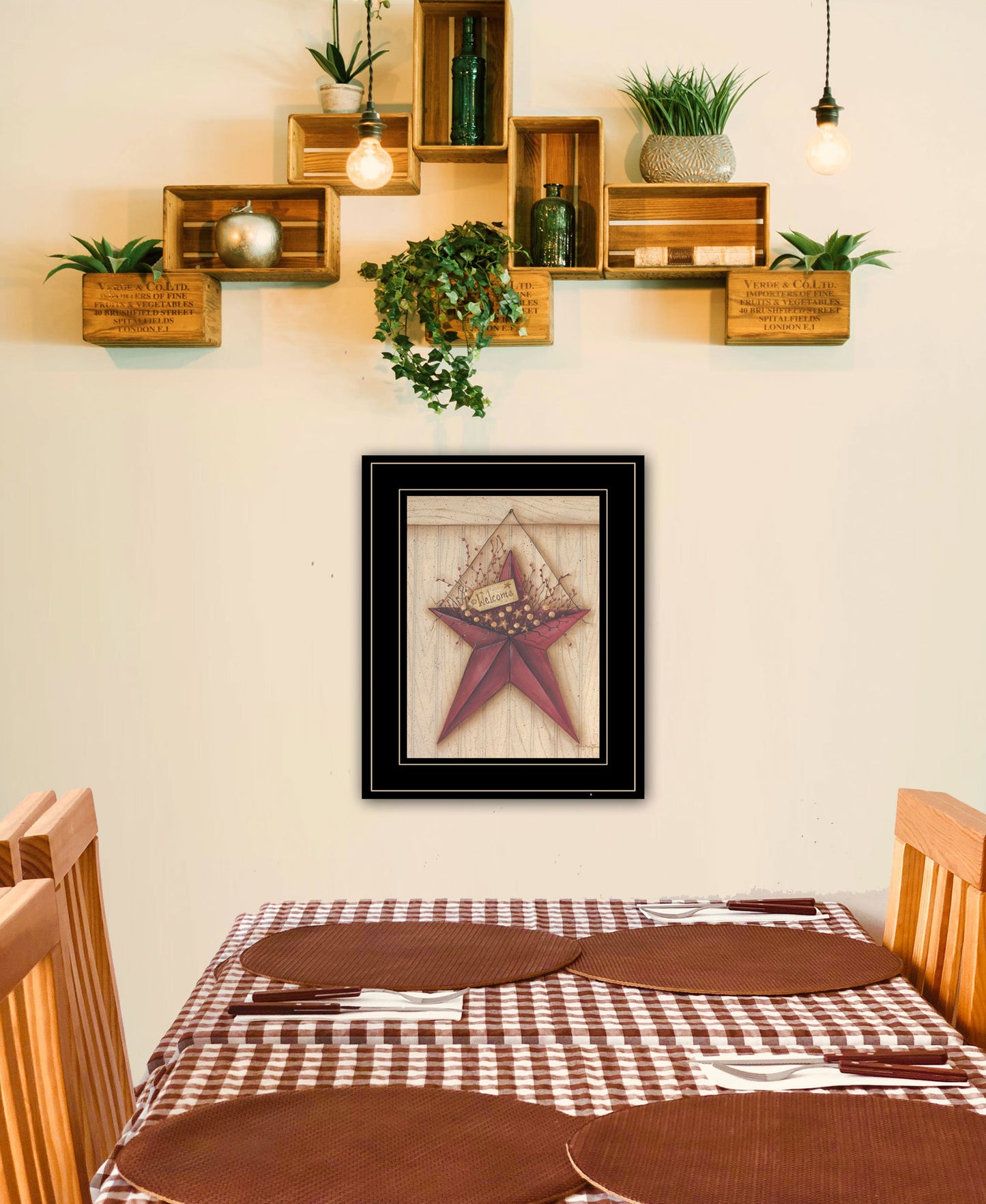 "Welcome Barn Star" by Mary Ann June, Ready to Hang Framed Print, Black Frame