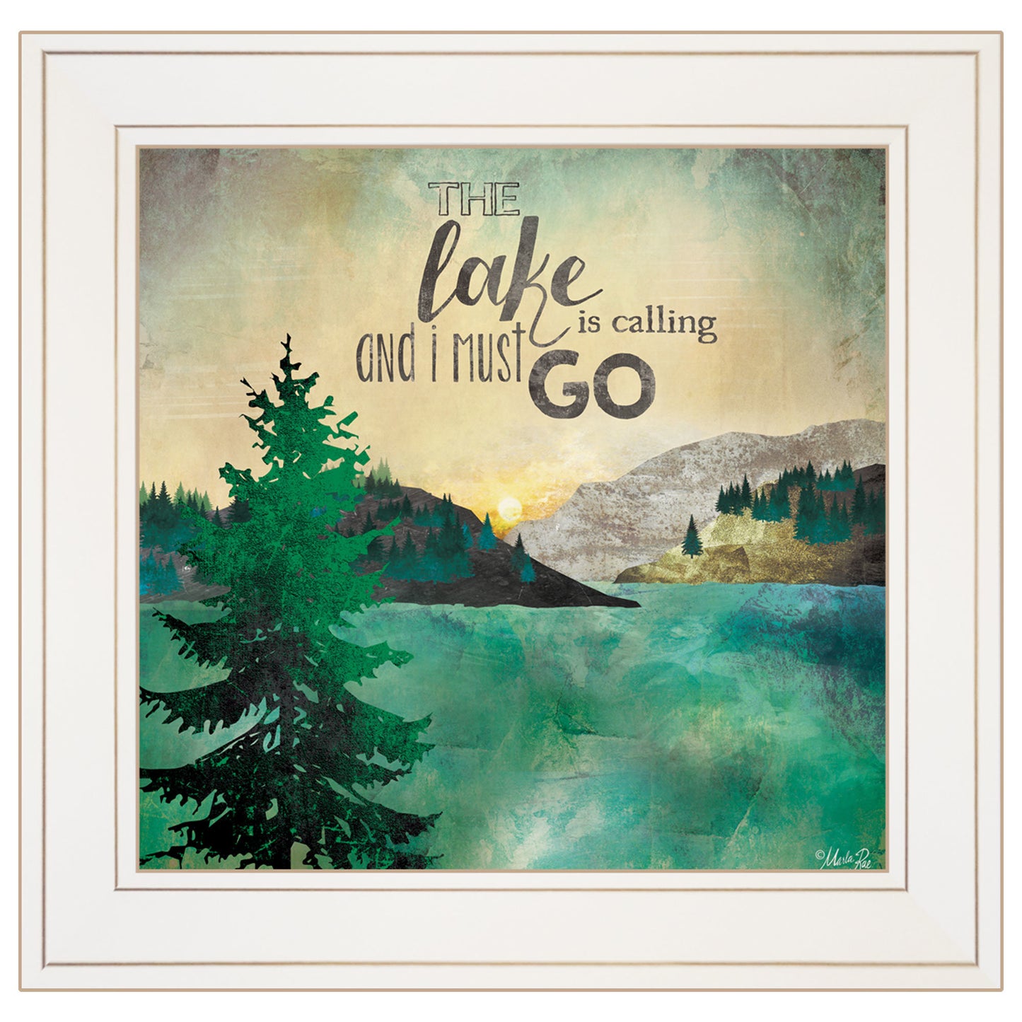 "The Lake is Calling" by Marla Rae, Ready to Hang Framed Print, White Frame