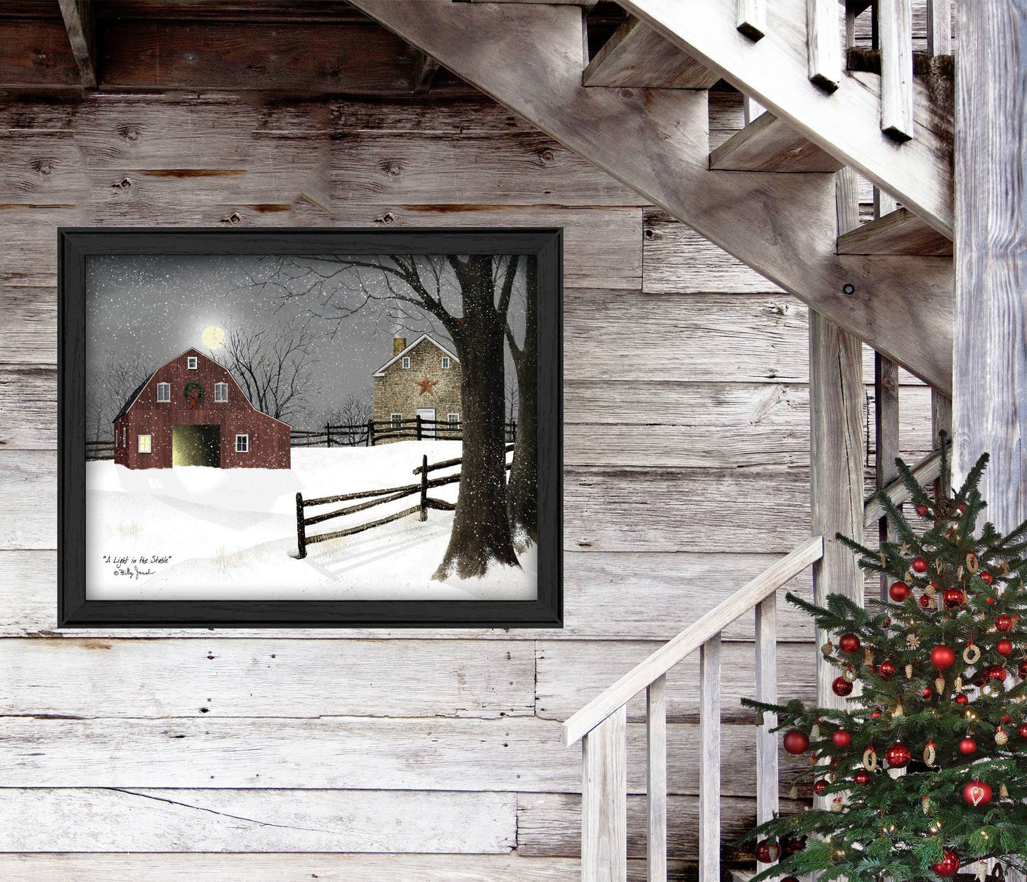 "Light in the Stable" By Billy Jacobs, Ready to Hang Framed Print, Black Frame