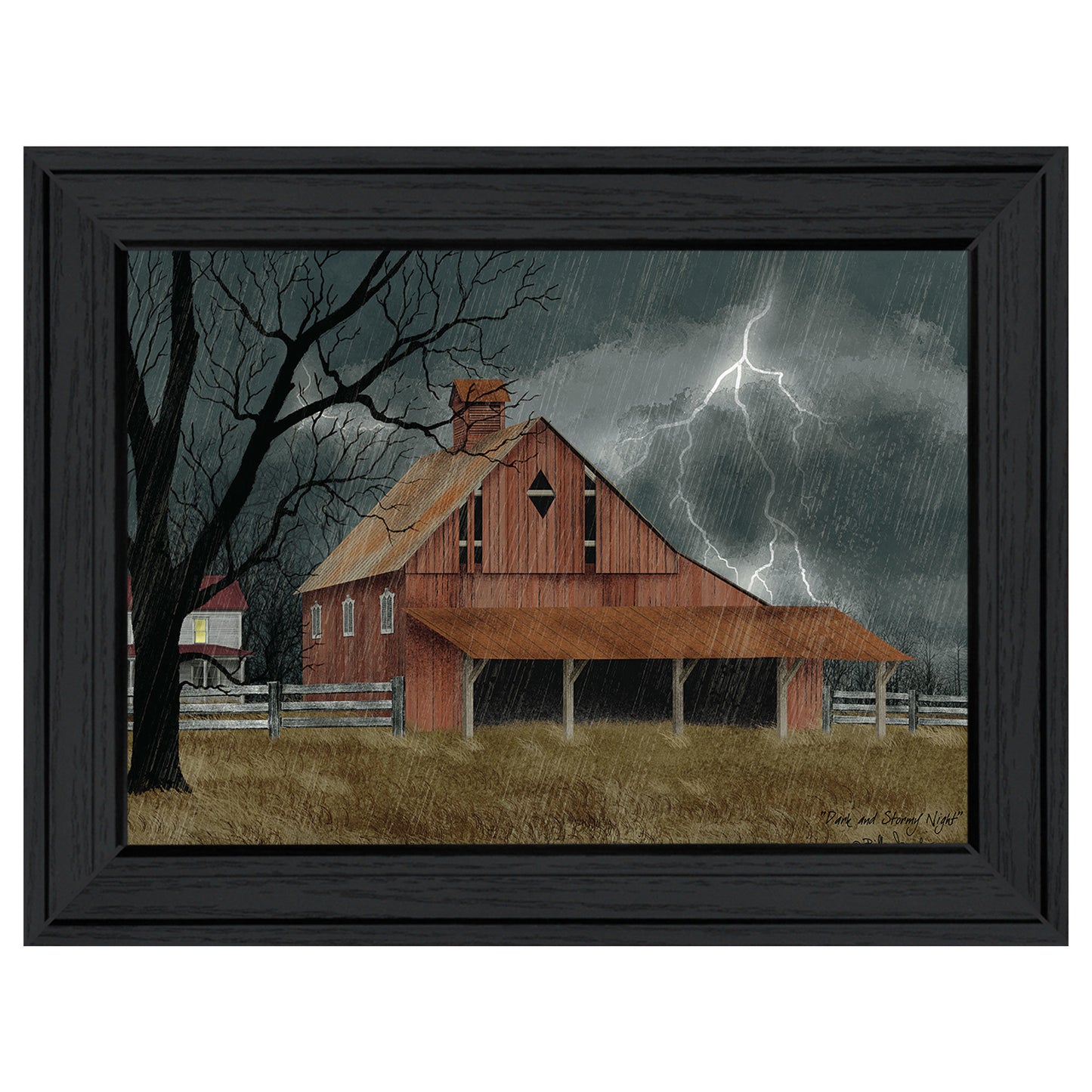 "Dark and Stormy Night" By Billy Jacobs, Ready to Hang Framed Print, Black Frame