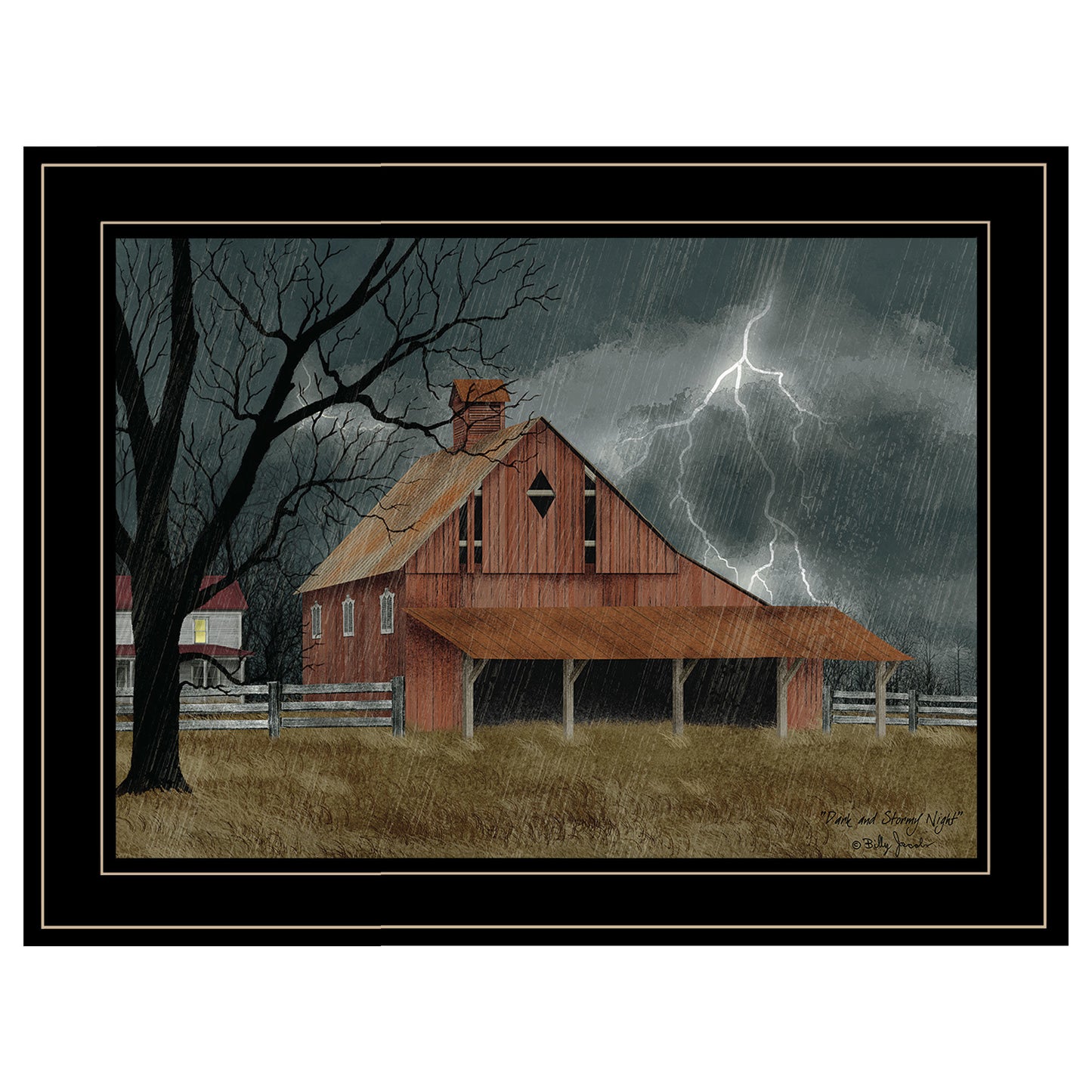 "Dark and Stormy Night" By Billy Jacobs, Ready to Hang Framed Print, Black Frame