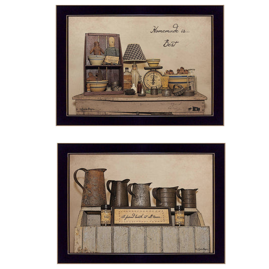 "Homemade is Best" 2-Piece Vignette By Susie Boyer, Ready to Hang Framed Print, Black Frame