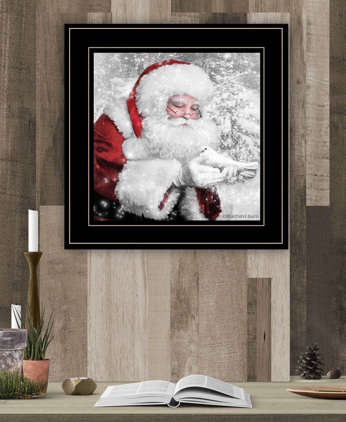 "Santa's Little Friends" by Bluebird Barn, Ready to Hang Framed Print, Black Frame