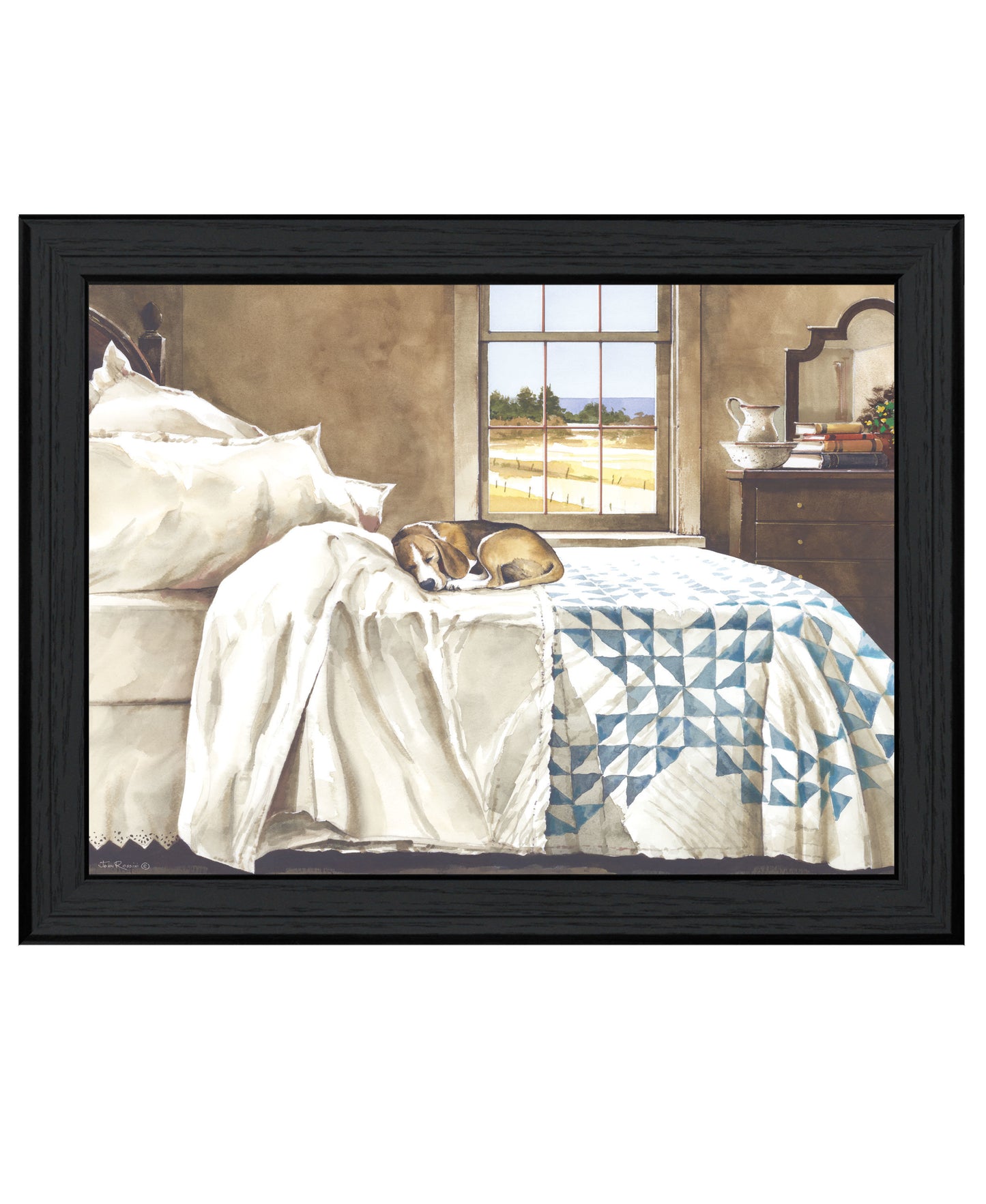 " Home Alone" by Artisan John Rossini, Ready to Hang Framed Print, Black Frame