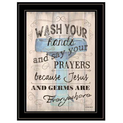 "Wash Your Hands" By Debbie DeWitt, Ready to Hang Framed Print, Black Frame