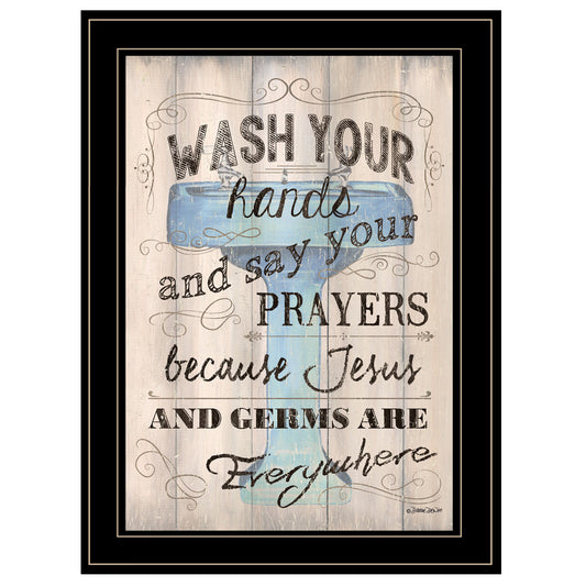 "Wash Your Hands" By Debbie DeWitt, Ready to Hang Framed Print, Black Frame