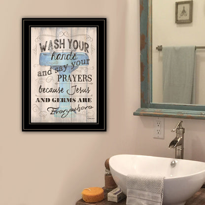 "Wash Your Hands" By Debbie DeWitt, Ready to Hang Framed Print, Black Frame