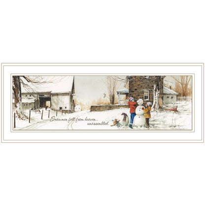 "Snowmen from Heaven" By John Rossini, Ready to Hang Framed Print, White Frame