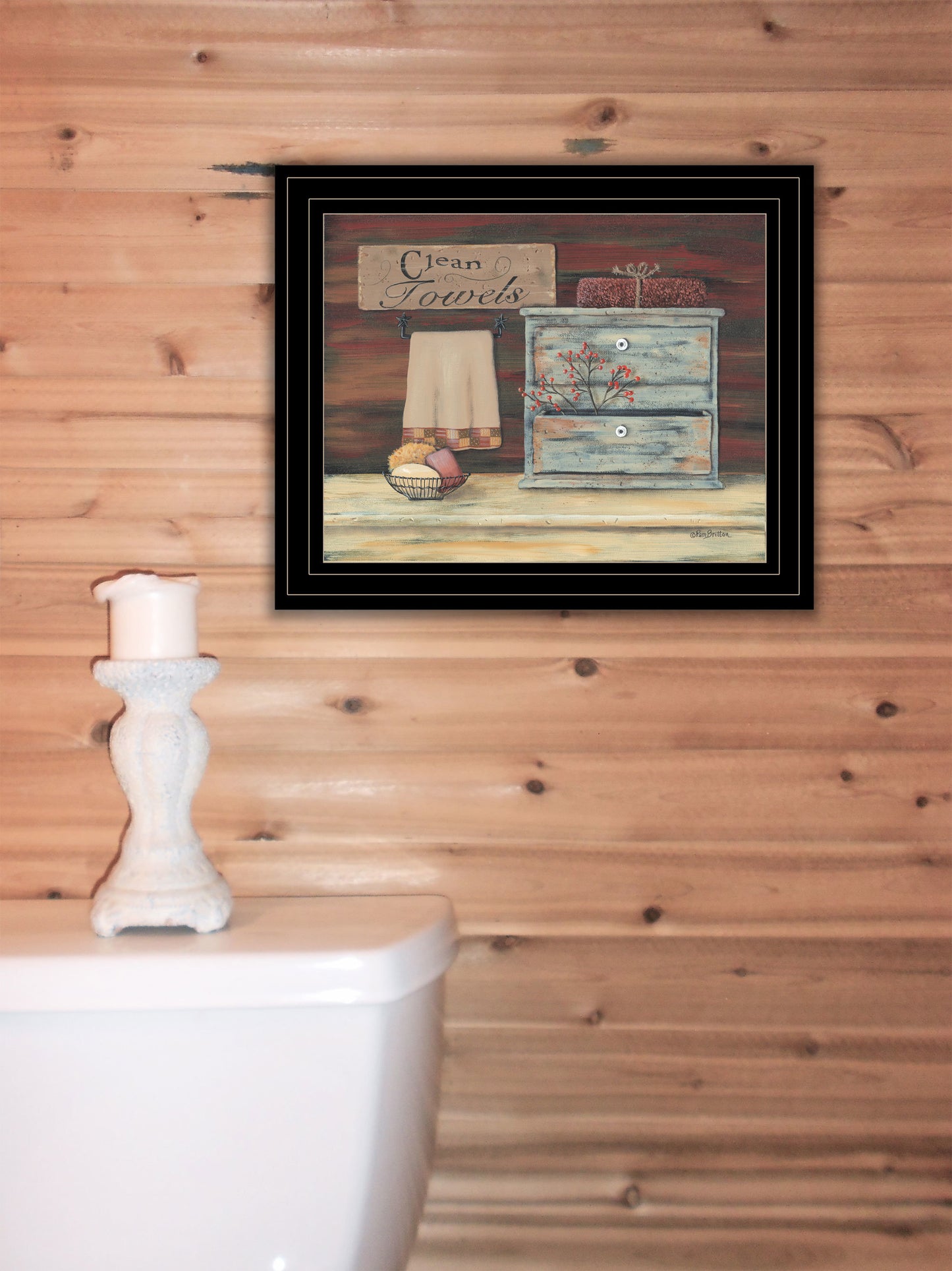 "Clean Towels" By Pam Britton, Ready to Hang Framed Print, Black Frame