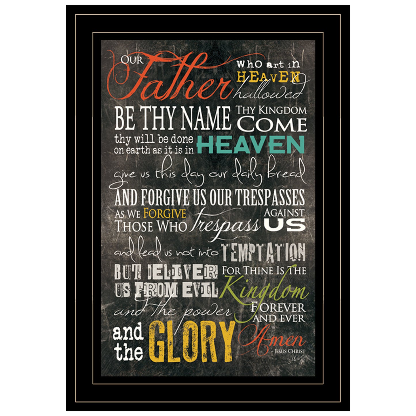 "The Lords Prayer" By Marla Rae, Ready to Hang Framed Print, Black Frame