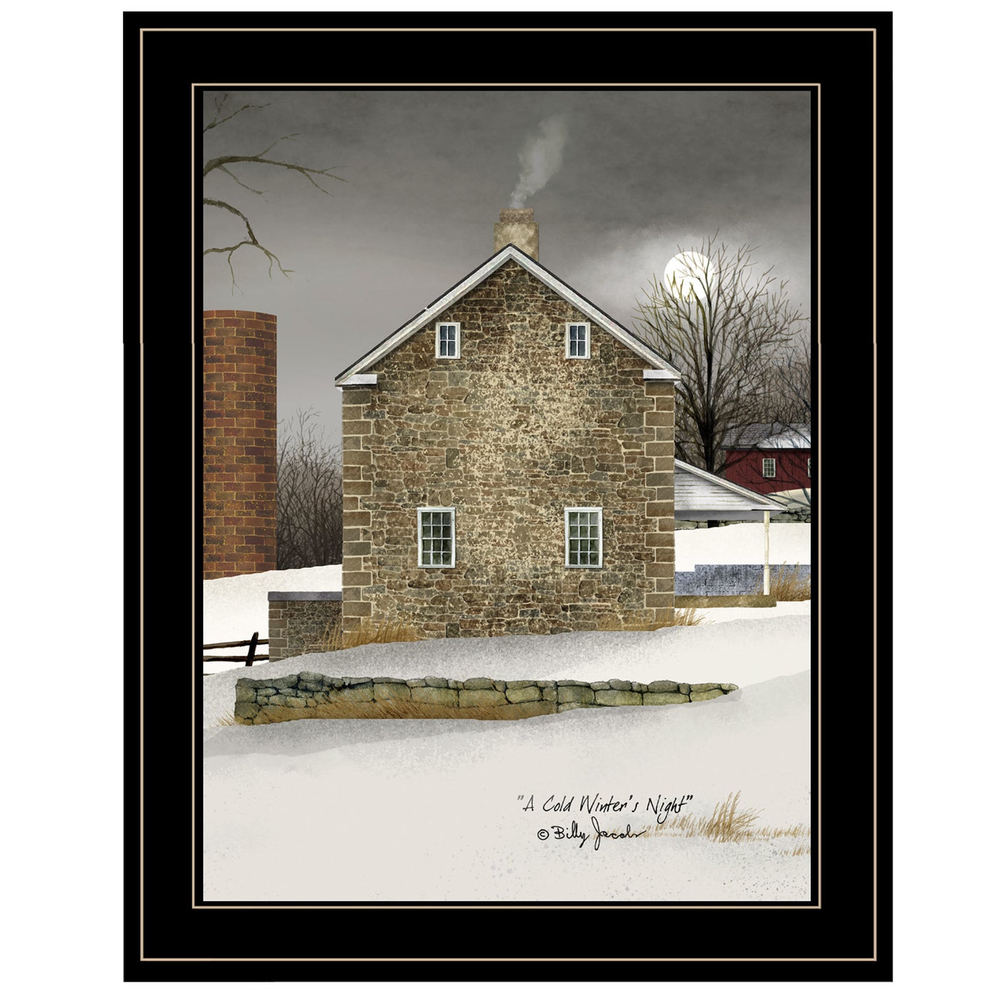 "Cold Winters Night" by Artisan Billy Jacobs, Ready to Hang Framed Print, Black Frame