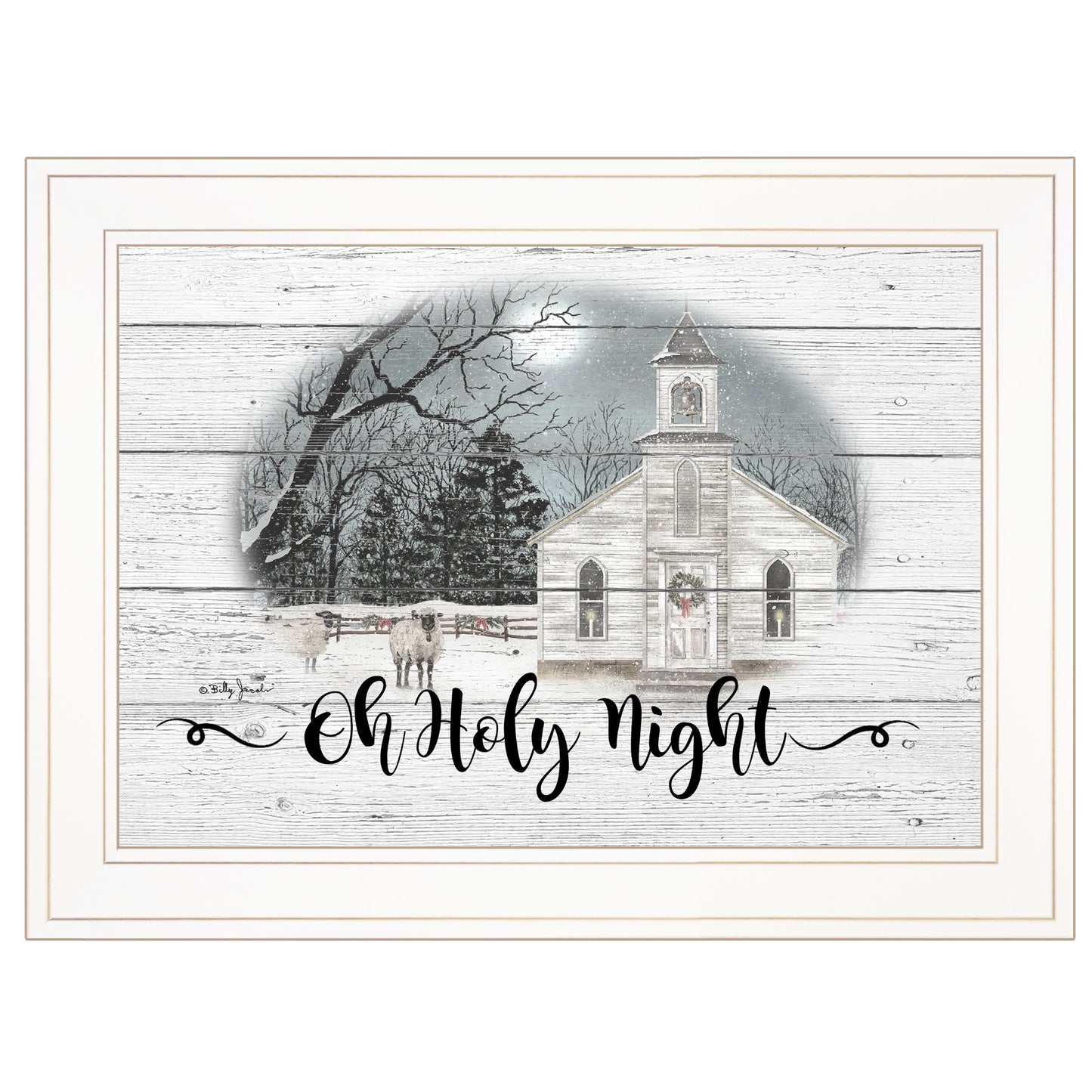 "OH HOLY Night" By" By Billy Jacobs, Ready to Hang Framed Print, White Frame