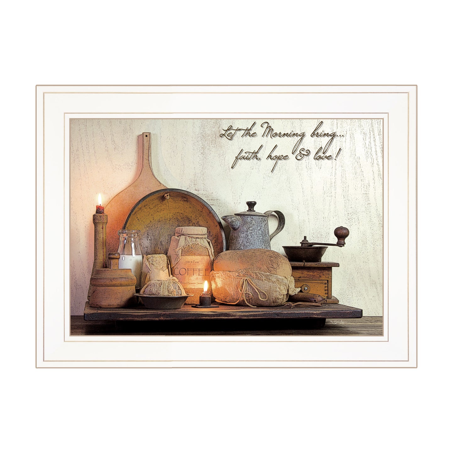 "Faith, Hope, & Love" By Susie Boyer, Ready to Hang Framed Print, White Frame