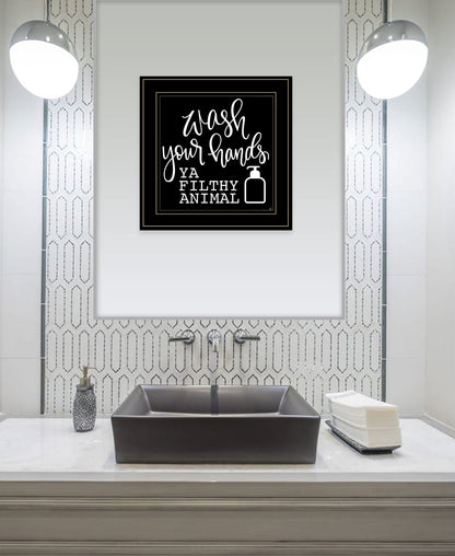 "Wash Your Hands" by Fearfully Made Creations, Ready to Hang Framed Print, Black Frame