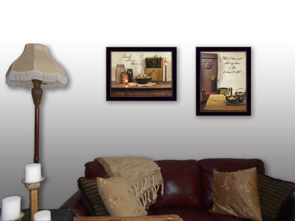 "Home and Family Collection" 2-Piece Vignette By Susan Boyer, Printed Wall Art, Ready To Hang Framed Poster, Black Frame