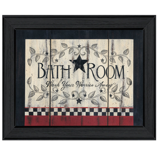 "Bathroom" by Linda Spivey, Ready to Hang Framed Print, Black Frame