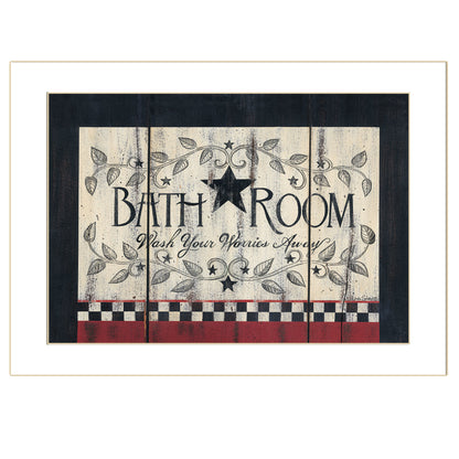 "Bathroom" by Linda Spivey, Ready to Hang Framed Print, White Frame