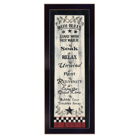 "Bath Rules" By Linda Spivey, Printed Wall Art, Ready To Hang Framed Poster, Black Frame