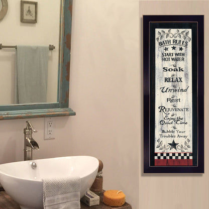 "Bath Rules" By Linda Spivey, Printed Wall Art, Ready To Hang Framed Poster, Black Frame