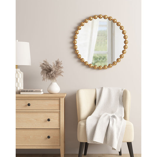 Beaded Round Wall Mirror 27"D