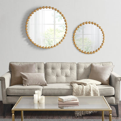 Beaded Round Wall Mirror 27"D