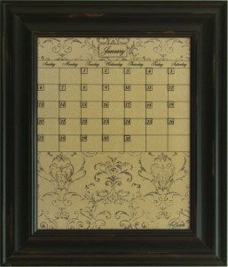 Dry Erase Calendar Board Framed Black Medium Mocha Office Organization